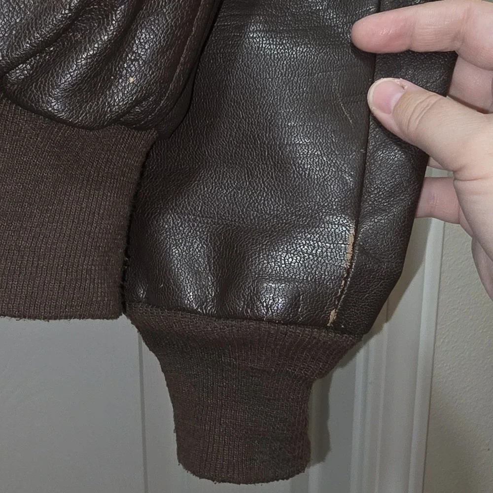 VTG Cooper A-2 100% Goatskin Leather USAF‎ Brown Bomber Flight Jacket Men's 44 R